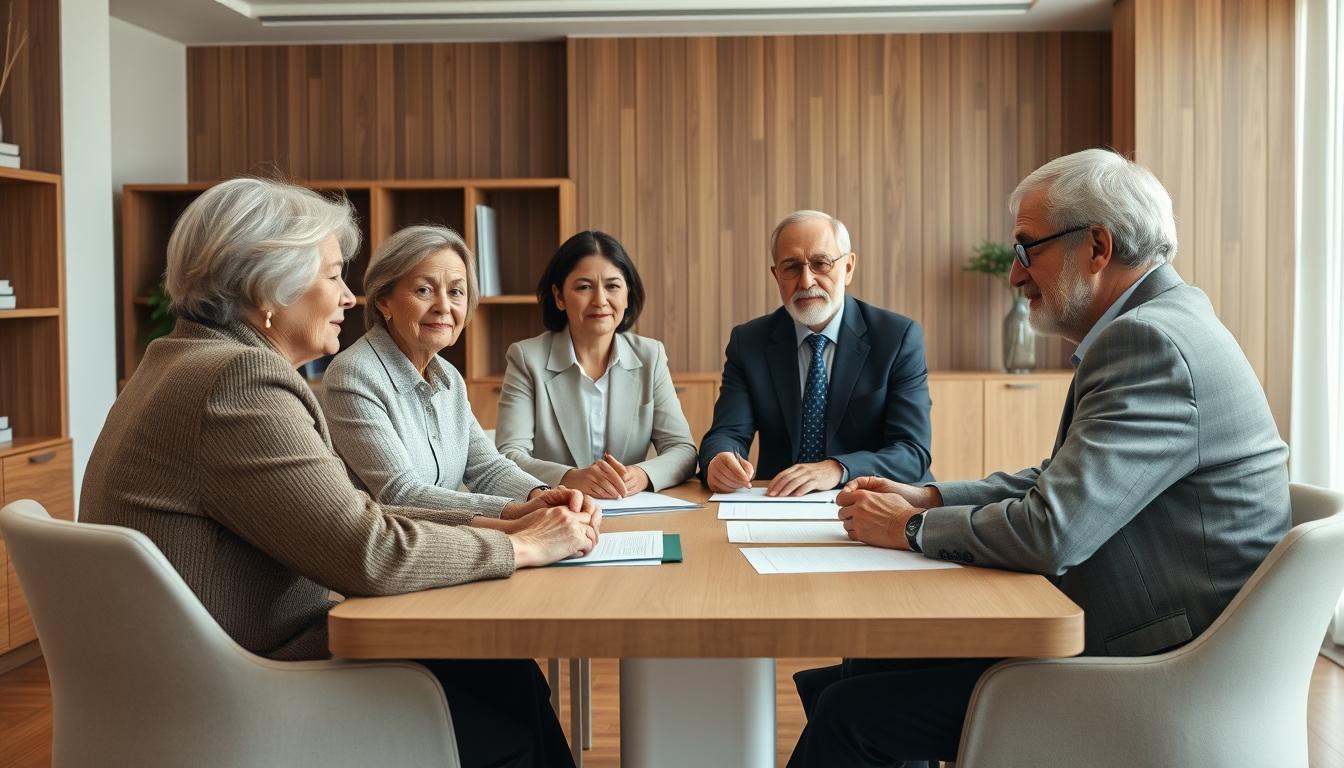 Family reviewing legal documents